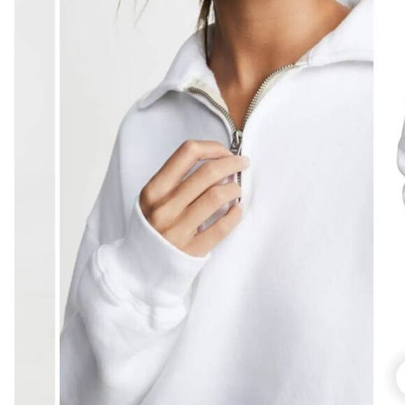 RE/DONE 70's Half Zip Sweatshirt in Off White Size Small NWOT - Picture 4 of 10